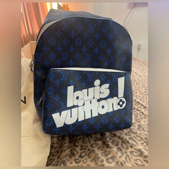 AUTHENTIC LOUIS VUITTON Blue Monogram Backpack - Picture 3 of 6